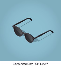 Isometric vector sun glasses illustration with shadow.