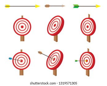 Isometric vector target with arrows set