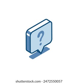 isometric vector text bubble linear icon with question,in color on white background, important message or alert