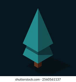 Isometric vector tree at night. Tree isometric elements. Isometric tree element for landscape design. Park element