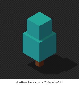 Isometric vector tree at night. Tree isometric elements. Isometric tree element for landscape design. Park element