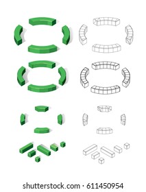 Isometric vector tree set. Landscape constructor kit.