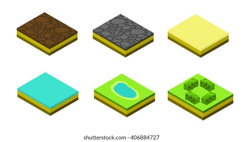 Isometric vector trees elements for landscape design. isometric landscape design