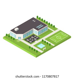 Isometric Vector University School Icon.

Modern Education Building Campus.