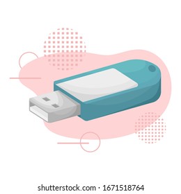 Isometric vector USB flash drive. Data storage device, computer accessories. Personal data.