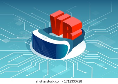 Isometric vector of virtual reality VR goggles headset