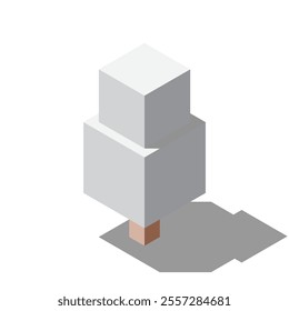 Isometric vector winter tree. Tree isometric elements. Isometric tree element for landscape design. Park element