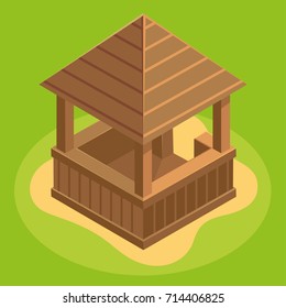 Isometric vector Wooden Gazebo