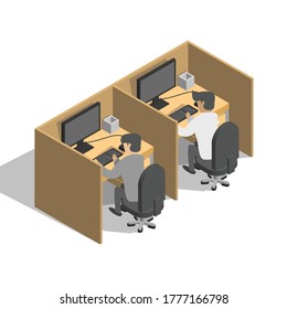 Isometric vector working with separator illustration