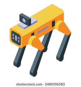 Isometric vector of a yellow electronic theodolite for precise distance measurement