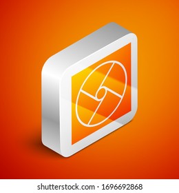 Isometric Ventilation icon isolated on orange background. Silver square button. Vector Illustration
