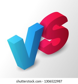 Isometric versus logo vs letters on white background. Design composition for various competition, battle or match. Vector illustration.