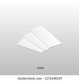  Isometric vertical flyer vector. Business card. Blank mockup