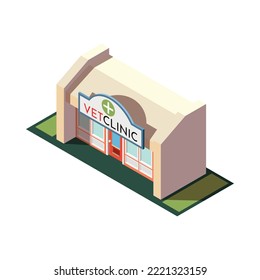 Isometric vet clinic building on white background 3d vector illustration