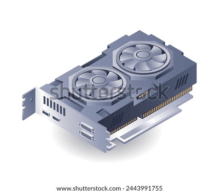 Isometric VGA design card 3d illustration