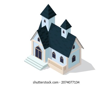 Isometric Of Victorian Style House. Vector Illustration