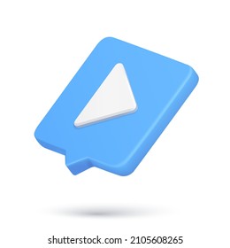 Isometric video audio play triángulo botón 3d icono consejos rápidos notificación del ciberespacio ilustración vectorial. Alerta de internet de navegación de reproductor minimalista de puntero de contenido multimedia realista