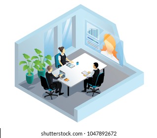 Isometric Video Conference/chat In Office