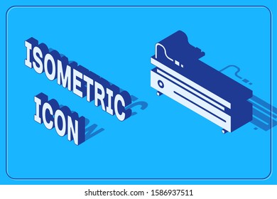 Isometric Video game console icon isolated on blue background.  Vector Illustration