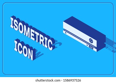 Isometric Video game console icon isolated on blue background.  Vector Illustration