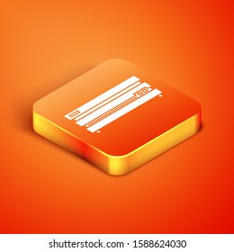 Isometric Video game console icon isolated on orange background.  Vector Illustration