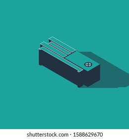 Isometric Video game console icon isolated on green background.  Vector Illustration