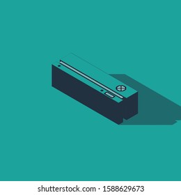 Isometric Video game console icon isolated on green background.  Vector Illustration