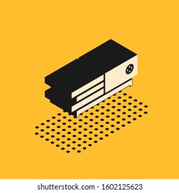 Isometric Video game console icon isolated on yellow background.  Vector Illustration