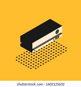 Isometric Video game console icon isolated on yellow background.  Vector Illustration