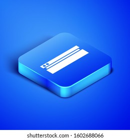Isometric Video game console icon isolated on blue background. Blue square button. Vector Illustration