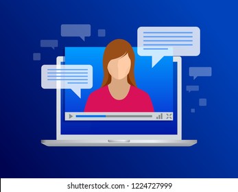 Isometric Video streaming. View video lessons, training or training on a laptop. Learning languages.