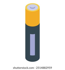 Isometrische Ansicht einer alkalischen Batterie, einer gemeinsamen Quelle tragbarer elektrischer Energie für verschiedene Geräte
