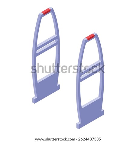 Isometric view of anti theft system entry gates, enhancing security and preventing shoplifting in retail environments