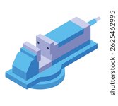 Isometric view of a bench vise, a mechanical apparatus commonly used to secure objects firmly during operations like sawing, drilling, or filing