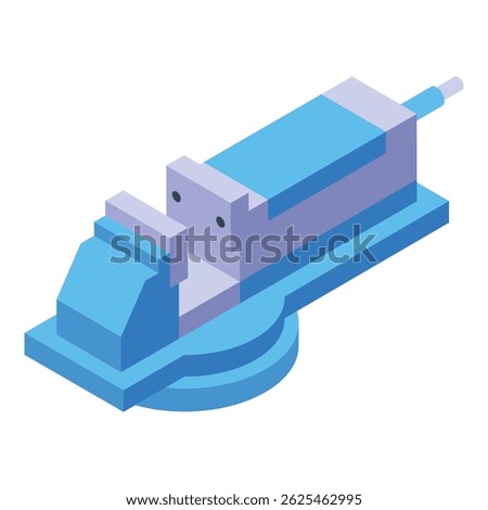 Isometric view of a bench vise, a mechanical apparatus commonly used to secure objects firmly during operations like sawing, drilling, or filing