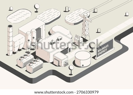 Isometric View of Biomass Energy : Renewable energy from nature