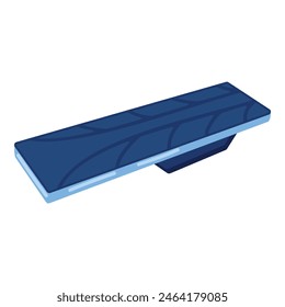 Vista isométrica de un banco de escalón aeróbico azul ideal para fitness y ejercicio aislado sobre un fondo blanco
