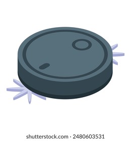 Isometric view of a cartoonstyle robotic vacuum cleaner on a white background