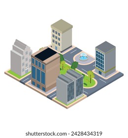 Isometric view of a city Vector illustration