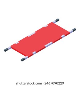 Isometric view of a closed red yoga mat with twotone design