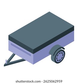 Vista isométrica de um reboque coberto, ideal para transportar carga com segurança