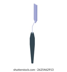 Isometric view of a dental cleaning tool featuring an angled metal scraper, ideal for professional plaque removal and maintaining oral hygiene