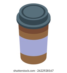 Vista isométrica de uma xícara de café descartável, destacando a conveniência e a portabilidade nos hábitos modernos de bebidas
