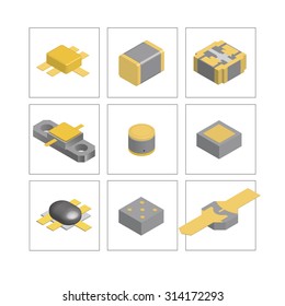 Isometric view of electronic parts diodes