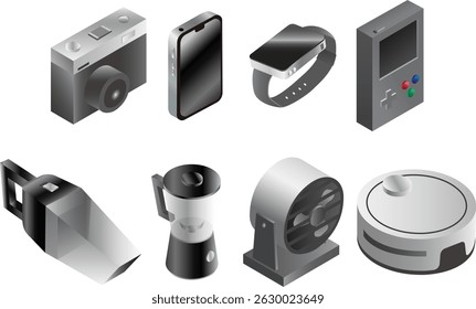 Isometric view of Electronics Gadget Collection
