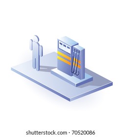 Isometric view of gasoline columns on a white background