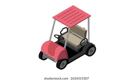visão isométrica do carro do carrinho de golfe