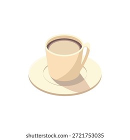 Ilustración de vista isométrica de café con leche caliente o café con leche