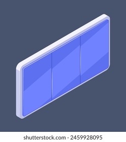 Vista isométrica de un smartphone moderno, Ilustración vectorial sobre un fondo oscuro, concepto de tecnología.