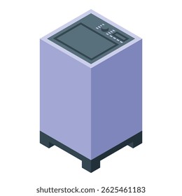 Isometric view of a modern washing machine featuring digital controls, ideal for laundry and household chores